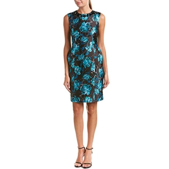 Sachin & Babi NOIR Sz 10 Sheila Floral Beaded Cocktail Dress Black Blue & Topaz - Picture 16 of 16